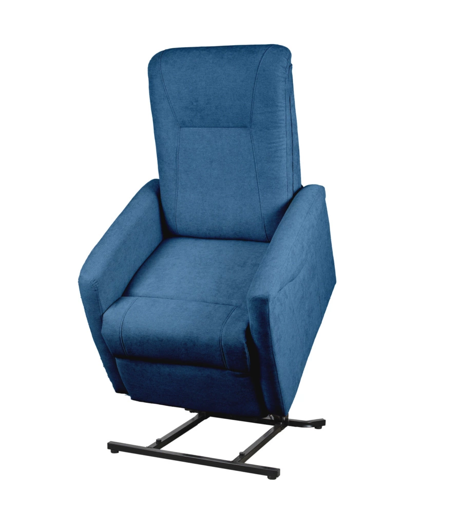 Poltrona massaggiante "siena" tessuto blu con recliner elettrico, 75x93x105 cm